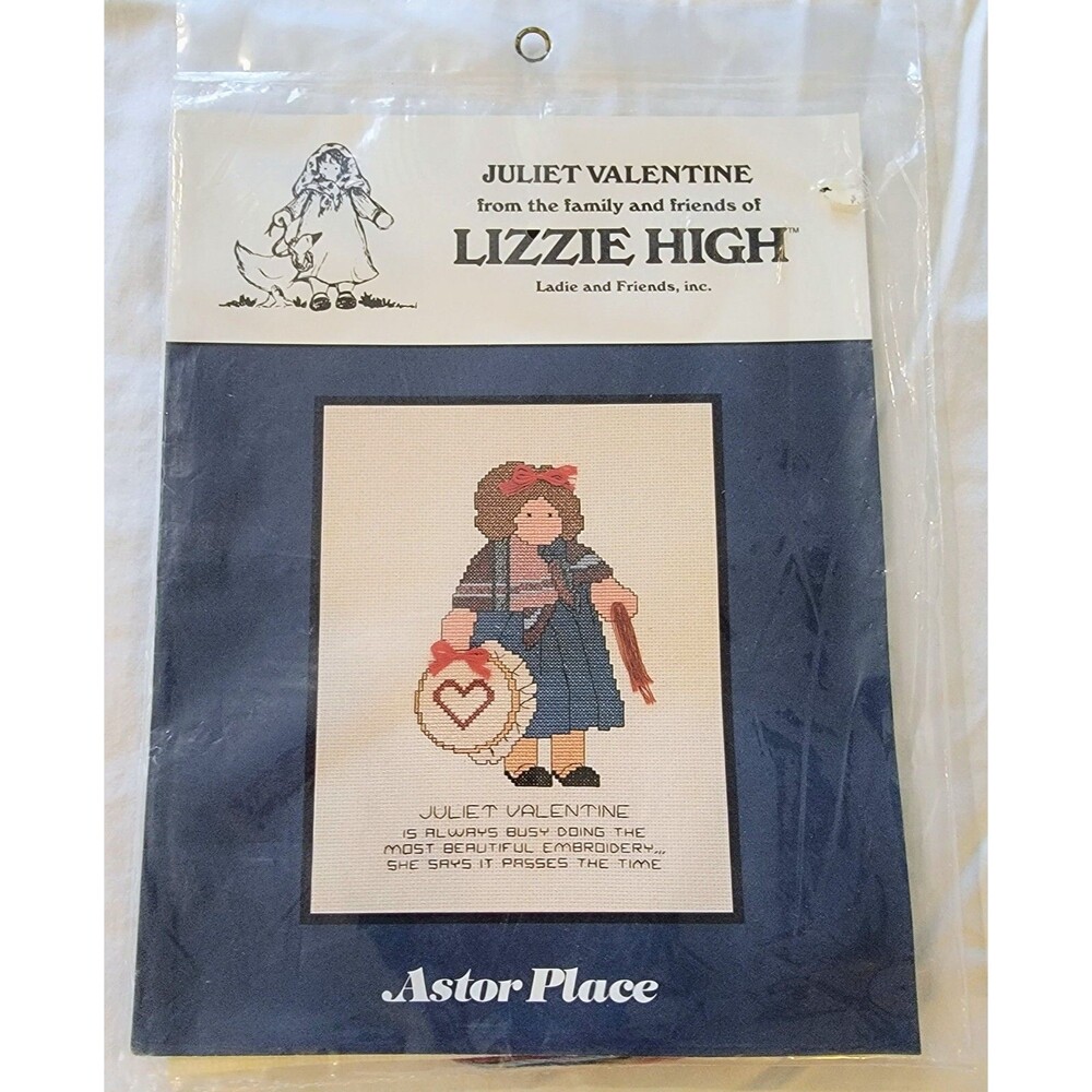 VTG 1987 Lizzie High Juliet Valentine Counted Cross Stitch Kit